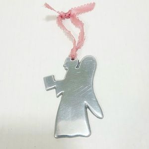 Vintage stamped Silver tone Angel Christmas ornament